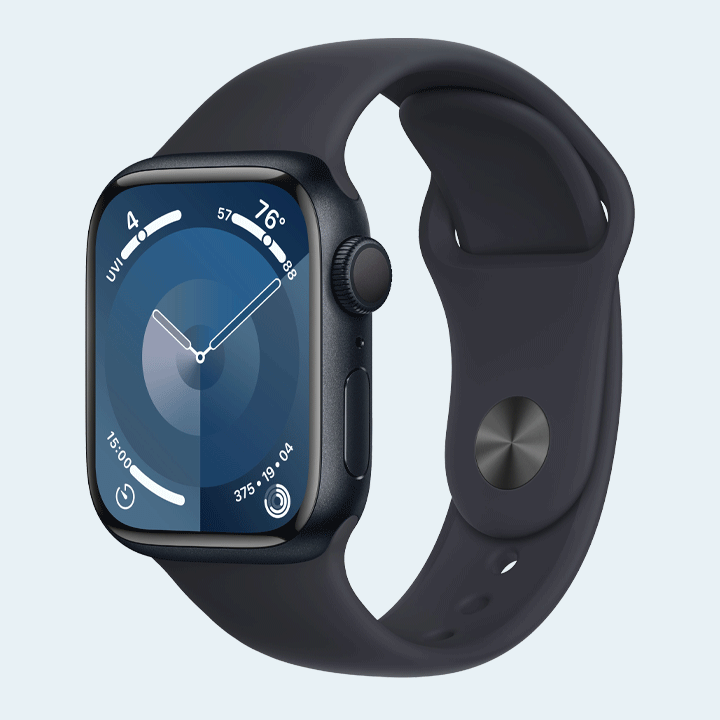 Apple Watch Series 9 MR8W3 GPS 41 mm (S/M) Midnight Aluminum Case With Midnight Sport Band