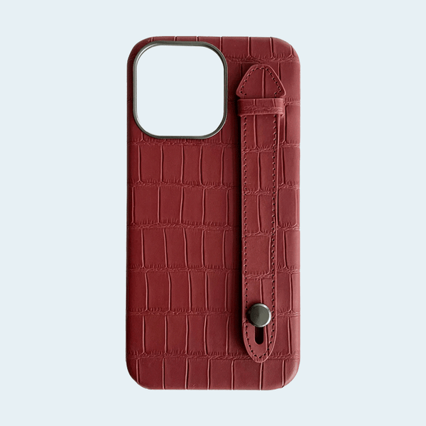 AA Cases Crocodile With Strap Case For iPhone 14 Pro Max 6.7 - Maroon