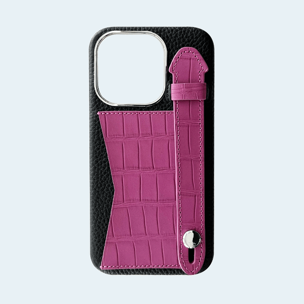 AA Cases Crocodile Strap and Wallet Case For iPhone 15 Pro - Fuchsia