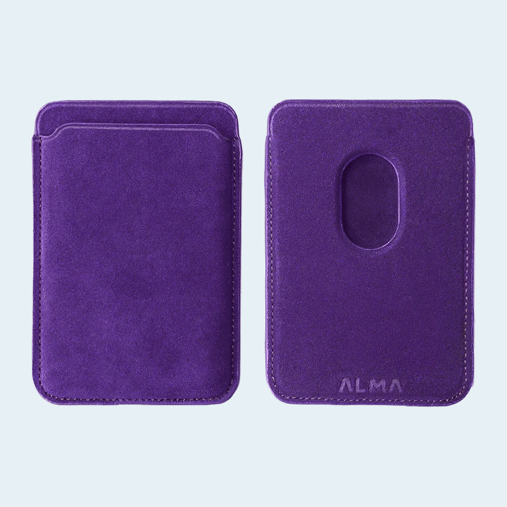 Alcantara MagSafe Magnetic Card Holder - Purple