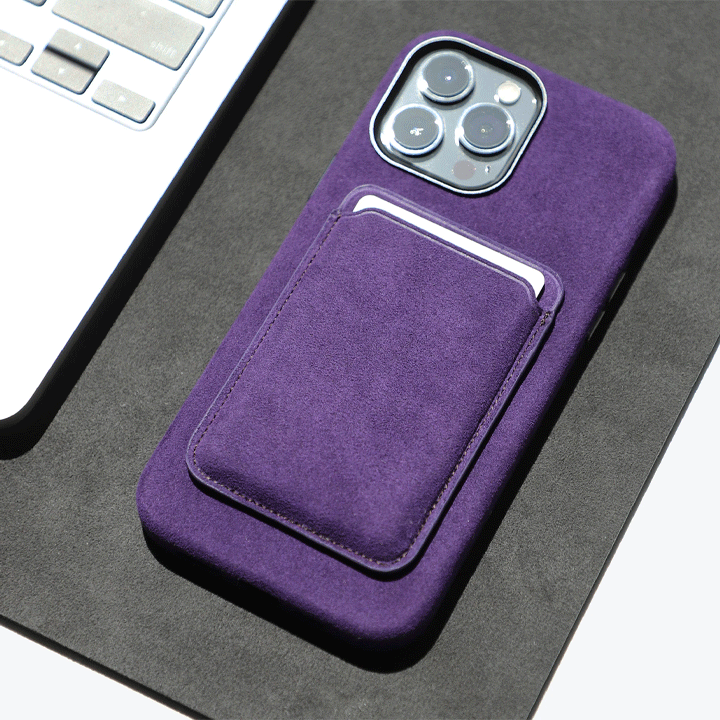 Alcantara MagSafe Magnetic Card Holder - Purple