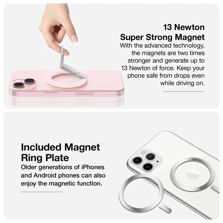 Amazingthing Titan Magnetic Phone Ring with Stand - Natural Titanium