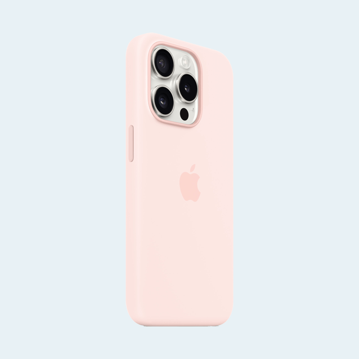 Apple Silicone Case With MagSafe For iPhone 15 Pro (MT1F3)- Light Pink