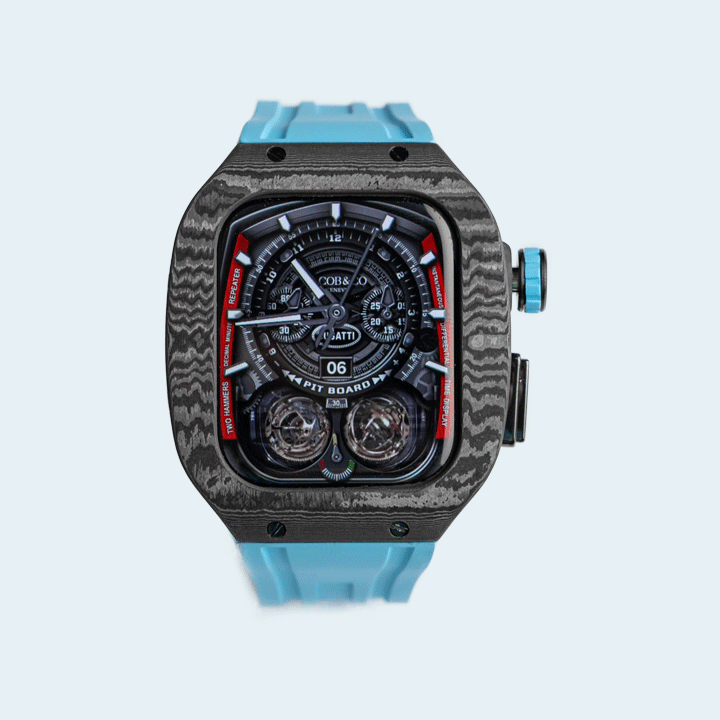 Carbone Forged Carbon Fiber X Titanium Apple Watch Case With Blue Strap 44/45mm