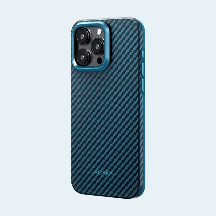 Pitaka Magez Case 4 for iPhone 15 Pro Max 6.7 1500D - Black/Blue Twill