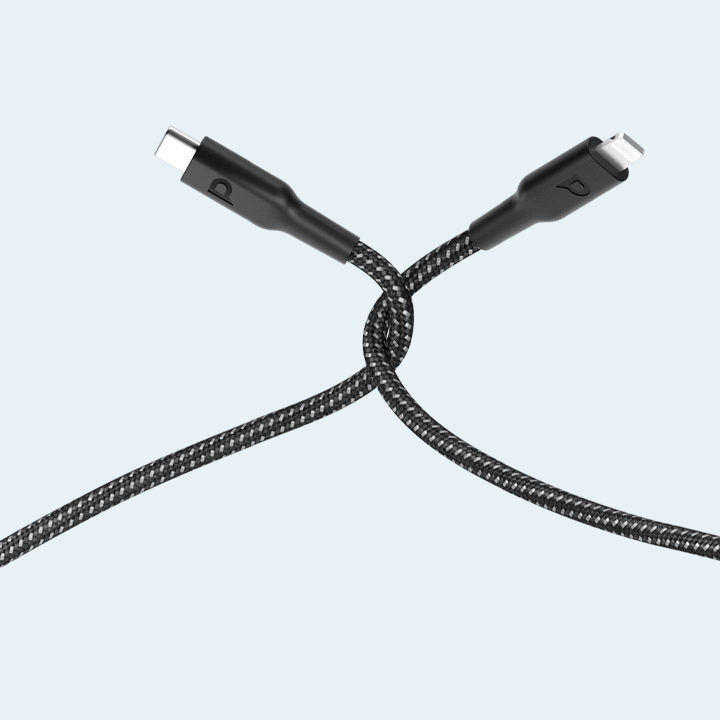 Powerology Data & Fast Charge Braided 30cm USB-C to Lightning Cable - Black