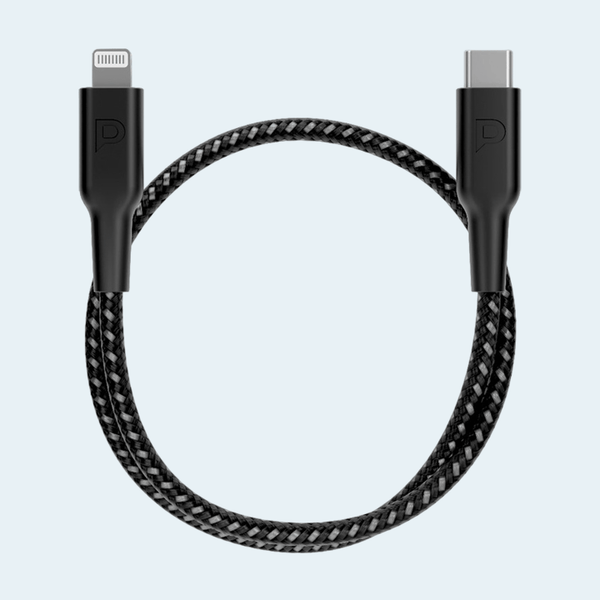 Powerology Data & Fast Charge Braided 30cm USB-C to Lightning Cable - Black