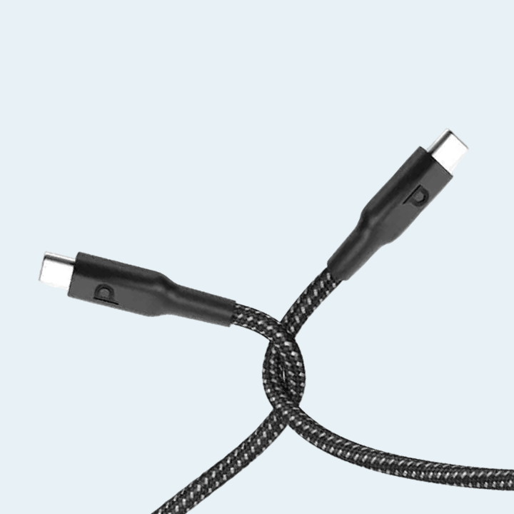 Powerology Data & Fast Charge Braided 30cm USB-C to USB-C Cable - Black