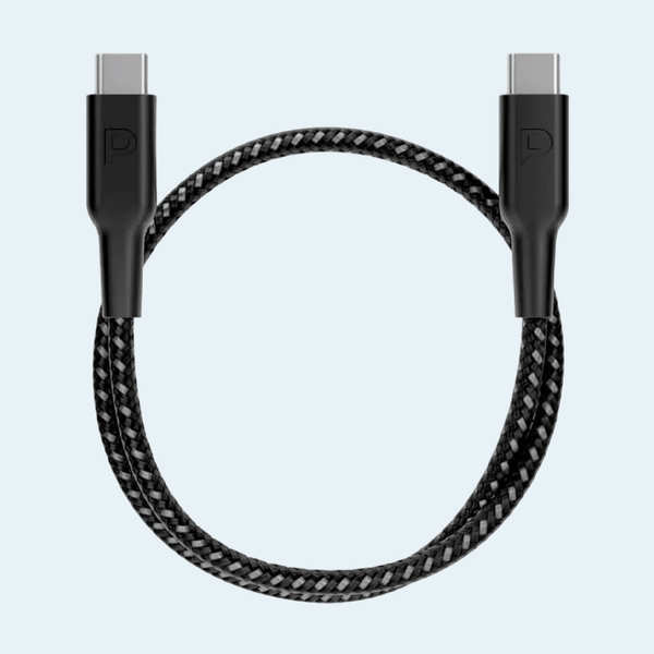 Powerology Data & Fast Charge Braided 30cm USB-C to USB-C Cable - Black