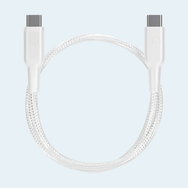 Powerology Data & Fast Charge Braided 30cm USB-C to USB-C Cable - White