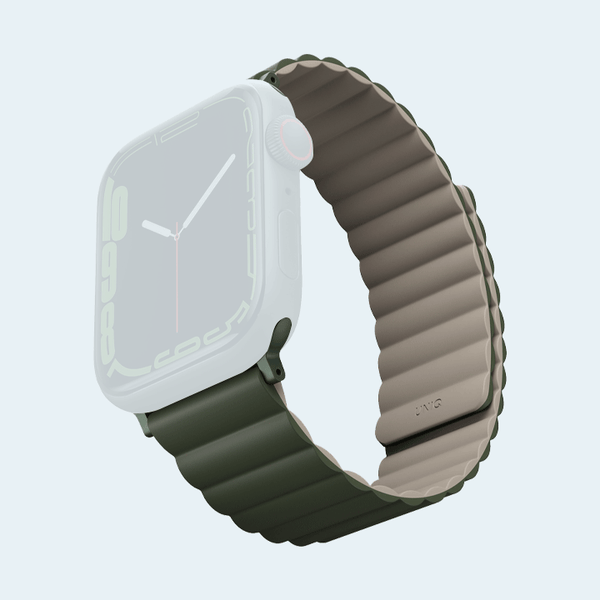 Uniq Revix Reversible Magnetic Apple Watch Strap 49/45/44/42mm - Moss Green/Tan