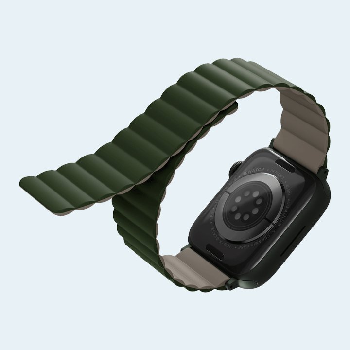 Uniq Revix Reversible Magnetic Apple Watch Strap 49/45/44/42mm - Moss Green/Tan