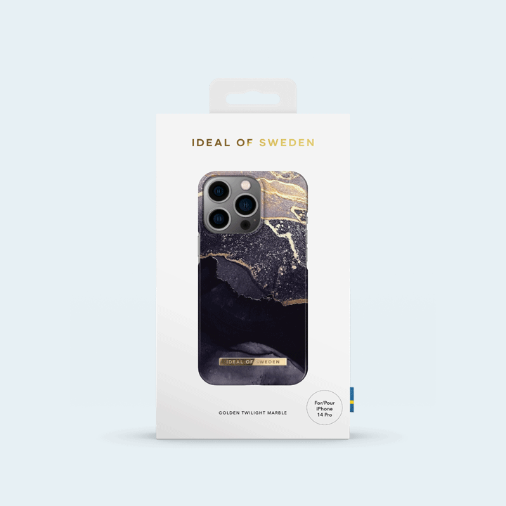 Ideal of Sweden Fashion Case MagSafe Case for iPhone 14 Pro - Golden Twilight Marble