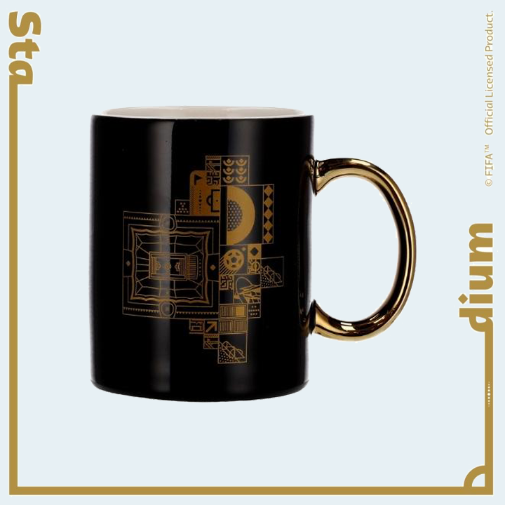 FWC Qatar 2022 Premium Mug with Emblem and Stadium Design 5202-001BG – Black & Gold