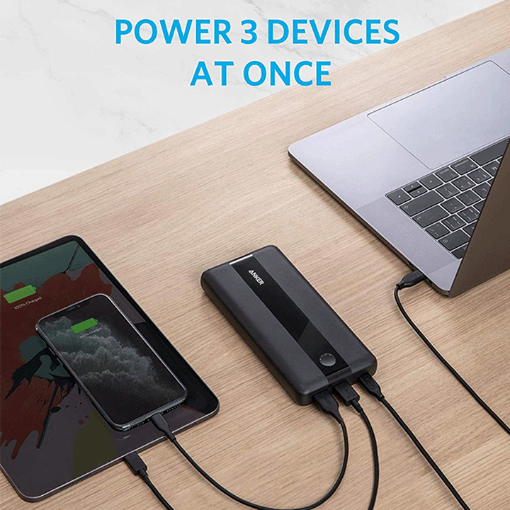 ANKER POWER CORE III 19K 60W PORTABLE LAPTOP CHARGER WITH PD (A1284H11)- BLACK