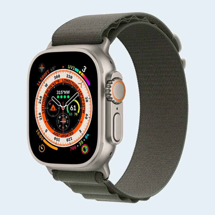 Apple Watch Ultra MQFN3 GPS + CELLULAR 49mm Titanium Case With Green Alpine Loop - Medium