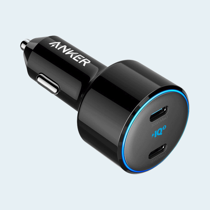 ANKER POWER DRIVE + III DUO 48W CAR CHARGER WITH 2 USB-C POWER IQ 3.0 PORTS(A2725H11)-BLACK