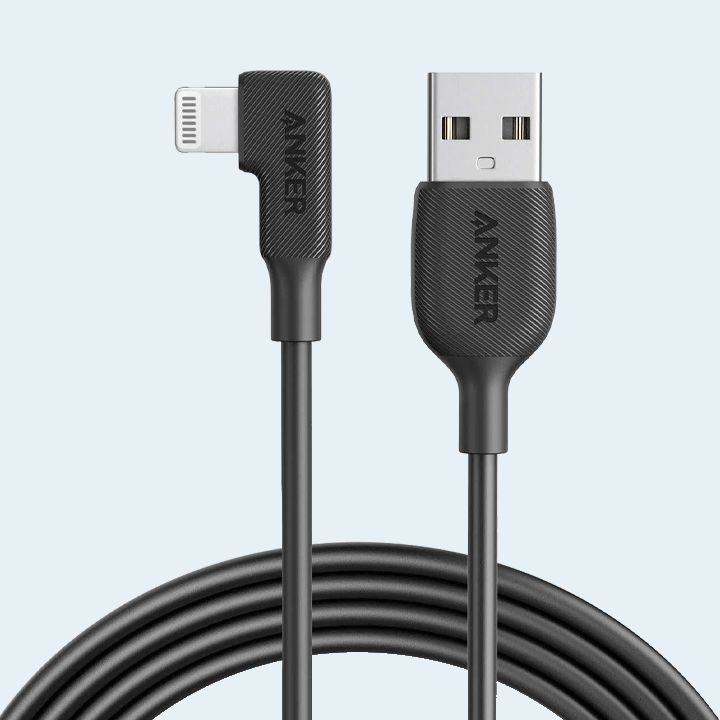 ANKER 90 DEGREE USB-A TO LIGHTNING CABLE 6FT/1.8M - BLACK