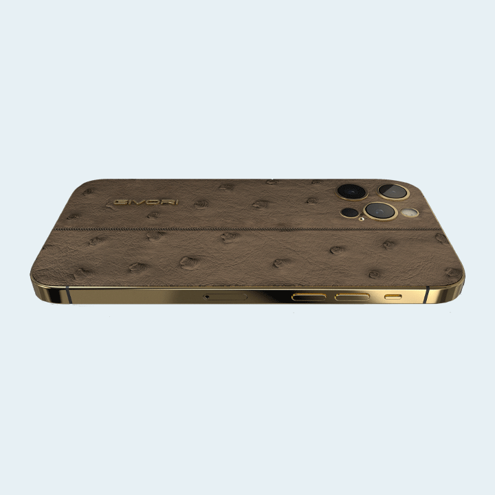 Givori Apple iPhone 14 Pro Max 256GB Silver Ostrich Leather Mink