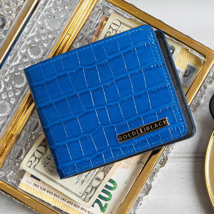 Gold Black GM Wallet - Croco Blue