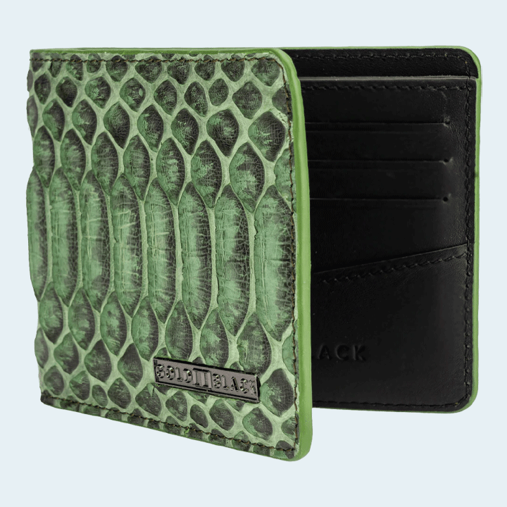 Gold Black GM Wallet - Python Grass Green