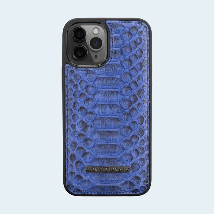 GOLD BLACK SLIM CASE FOR IPHONE 12 PRO MAX (6.7 INCH) PYTHON BLUE