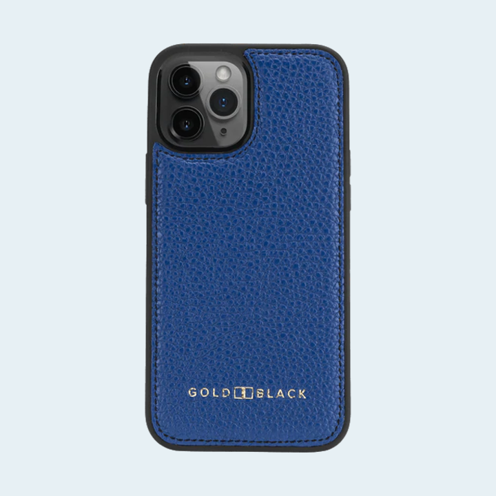 Gold Black iPhone 12/12 Pro Slim Case - Nappa Blue