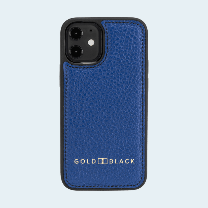 Gold Black iPhone 12 Mini Slim Case - Nappa Blue