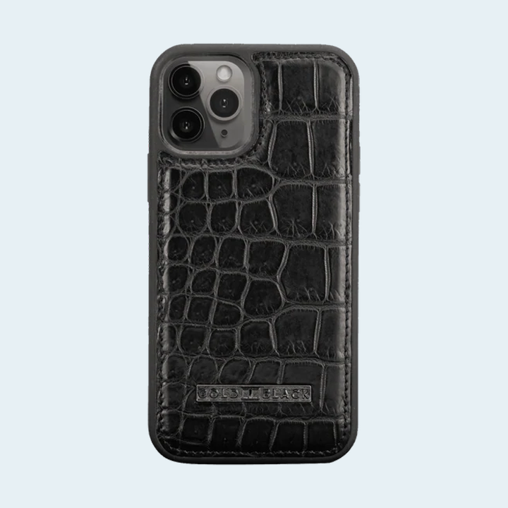 Gold Black iPhone 12/12 Pro Slim Case - Crocodile Black