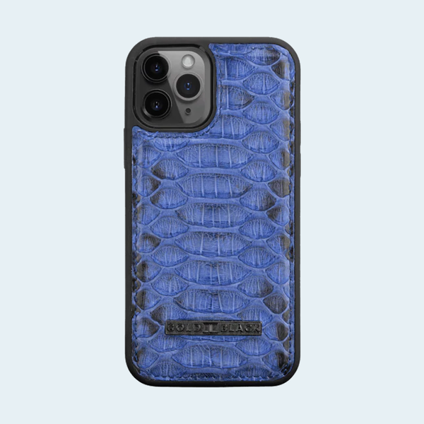 Gold Black iPhone 12/12 Pro Slim Case - Python Blue