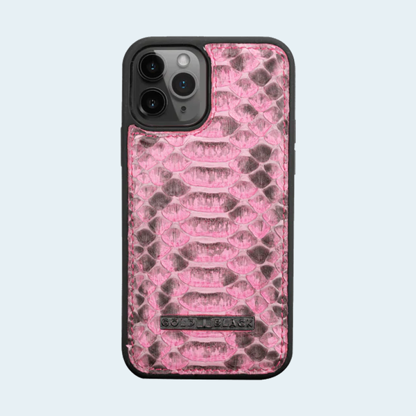 Gold Black iPhone 12/12 Pro Slim Case - Python Pink