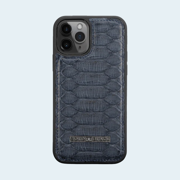 Gold Black iPhone 12/12 Pro Slim Case - Python Navy Blue