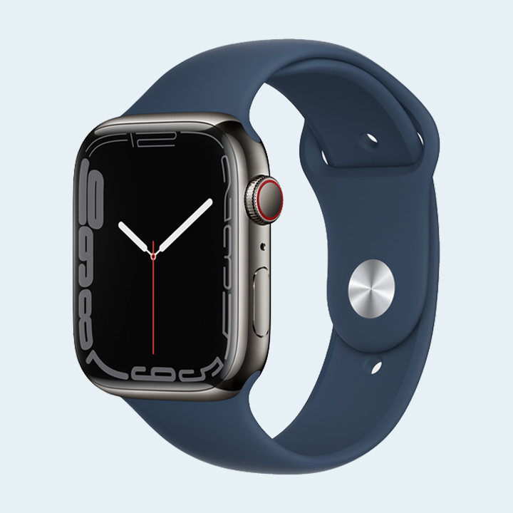 Apple Watch Series 7 MKL23 45mm GPS + Cellular Graphite Stainless Steel Case with Abyss Blue Sport Band