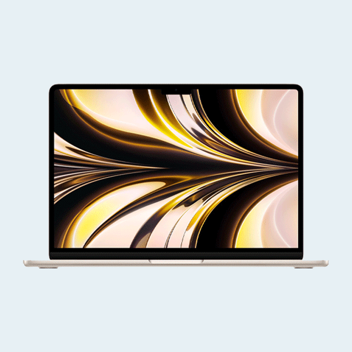 Apple MacBook Air / MLY13 / Apple M2 chip (8-core CPU 8-core GPU) / 8GB RAM / 256GB SSD / 13.6-inch Display / macOS – Starlight (English Arabic Keyboard)