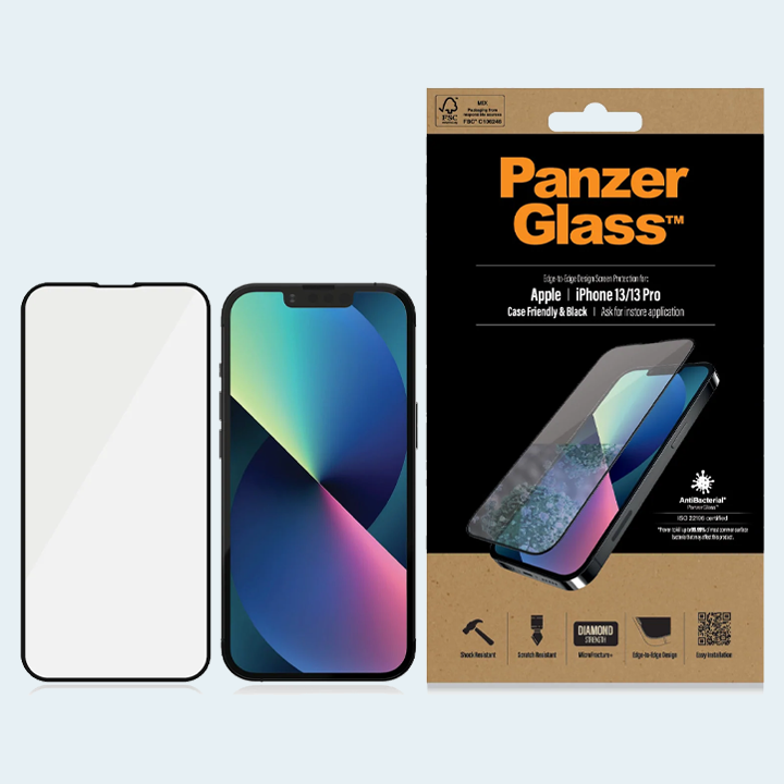 PanzerGlass for Apple iPhone 13/13 Pro Case Friendly - Black