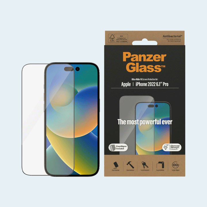 PanzerGlass Ultra Wide Fit Clear Screen Guard for iPhone 14 Pro