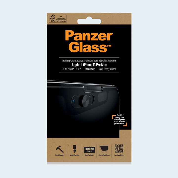PanzerGlass Camslider Privacy & Case Friendly Screen Protection for iPhone 13 Pro Max - Black