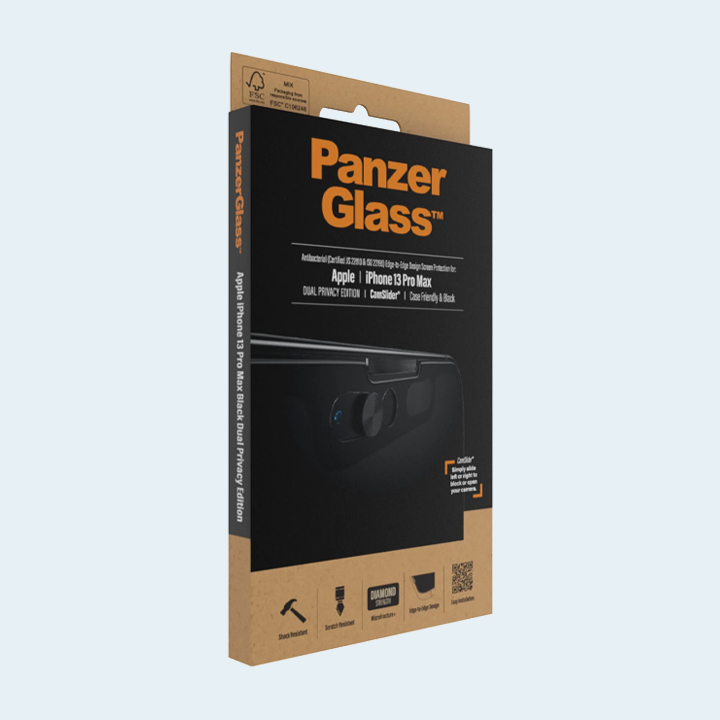 PanzerGlass Camslider Privacy & Case Friendly Screen Protection for iPhone 13 Pro Max - Black