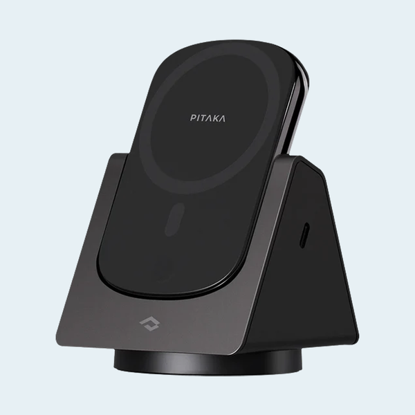 PITAKA MAGEZ SLIDER 3IN1 WIRELESS CHARGING STAND WITH MAGSAFE POWERBANK- BLACK/GREYy