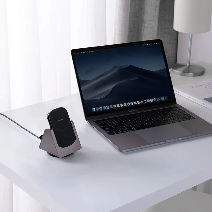 PITAKA MAGEZ SLIDER 3IN1 WIRELESS CHARGING STAND WITH MAGSAFE POWERBANK- BLACK/GREYy