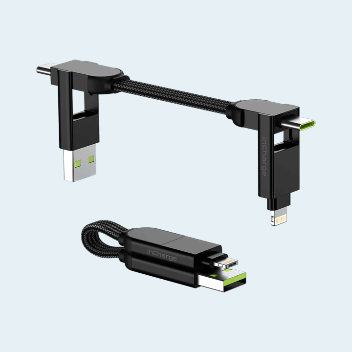 Rolling Square inCharge X (USB,USB-C to USB-C,iPhone + Micro) - Black