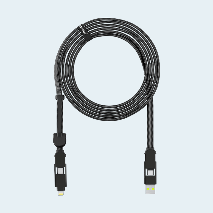 Rolling Square inCharge XL 6 in 1 Cable 100W 10ft/3m – Urban Black