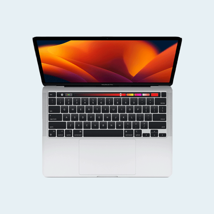 Apple MacBook Pro 13 inch 2022 / MNEP3 / Apple M2 chip (8-core CPU, 10-core GPU) / 8GB RAM / 256GB SSD / 13.3-inch Retina Display / macOS – Silver (Arabic Keyboard)