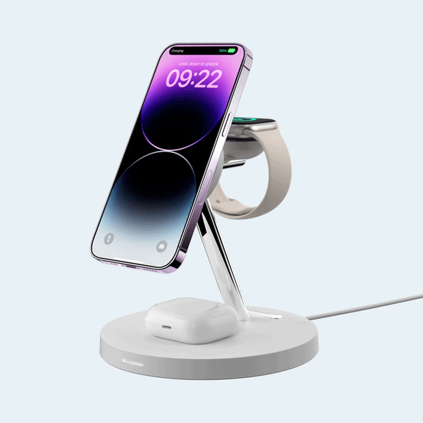 SwitchEasy MagPower 4-in-1 Magnetic Wireless Charging Stand 15W Fast Charge – White