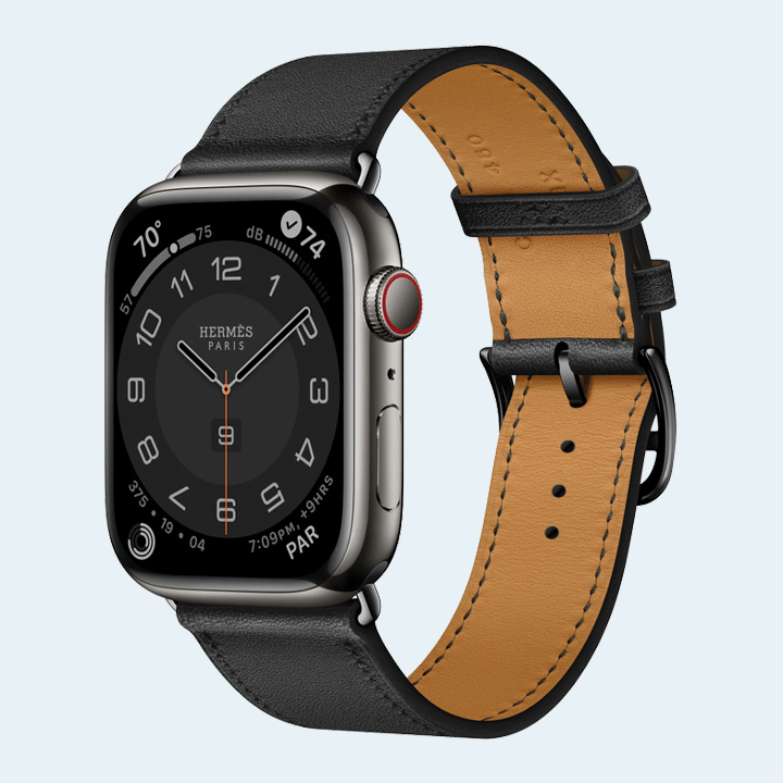 Apple Watch Hermes Series 8 GPS + Cellular 45mm Space Black Stainless Steel Case Noir Single Tour