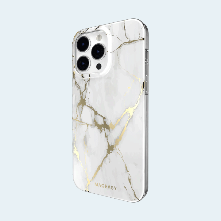 SwitchEasy MagEasy Marble with MagSafe Case for iPhone 14 Pro (MPH61P018CW22) - Champagne White